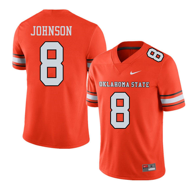 Men #8 Braydon Johnson Oklahoma State Cowboys College Football Jerseys Sale-Alternate Orange